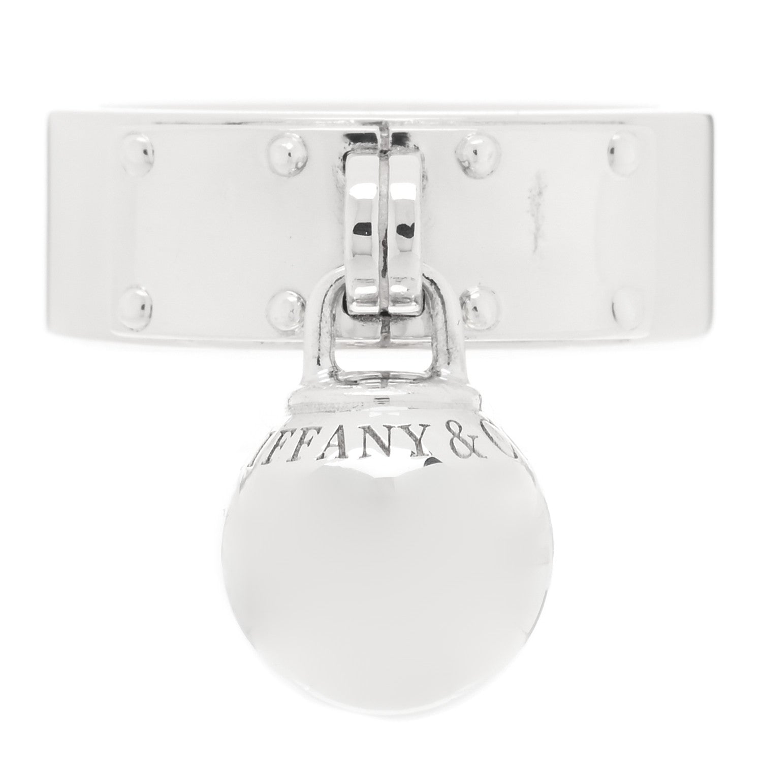 Tiffany Sterling Silver HardWear Ball Dangle Ring 49 5 1 of 4