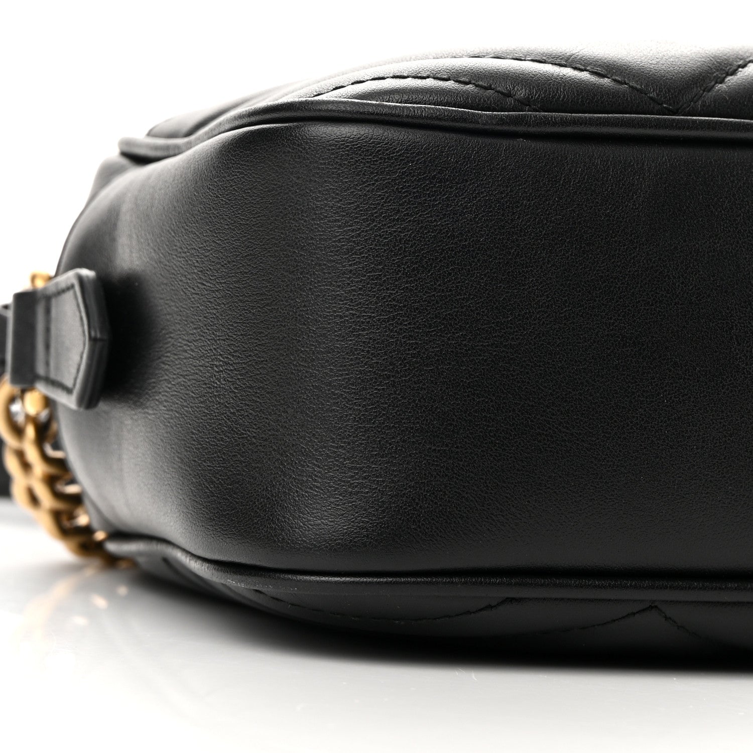 Gucci Calfskin Matelasse Small GG Marmont Chain Shoulder Bag Black 9 of 14