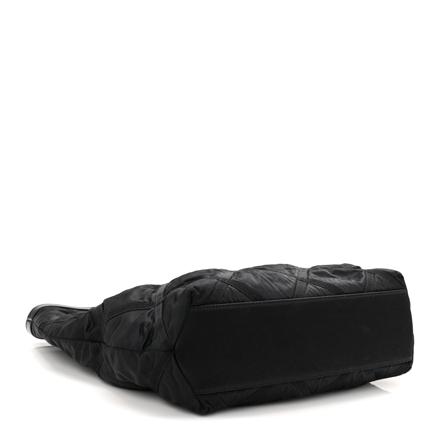 Nylon Grosgrain Quilted Lifestyle Shopping Tote Black