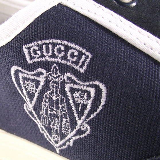 Gucci Canvas Suede Signature Crest Sneakers 8 Navy 7 of 8