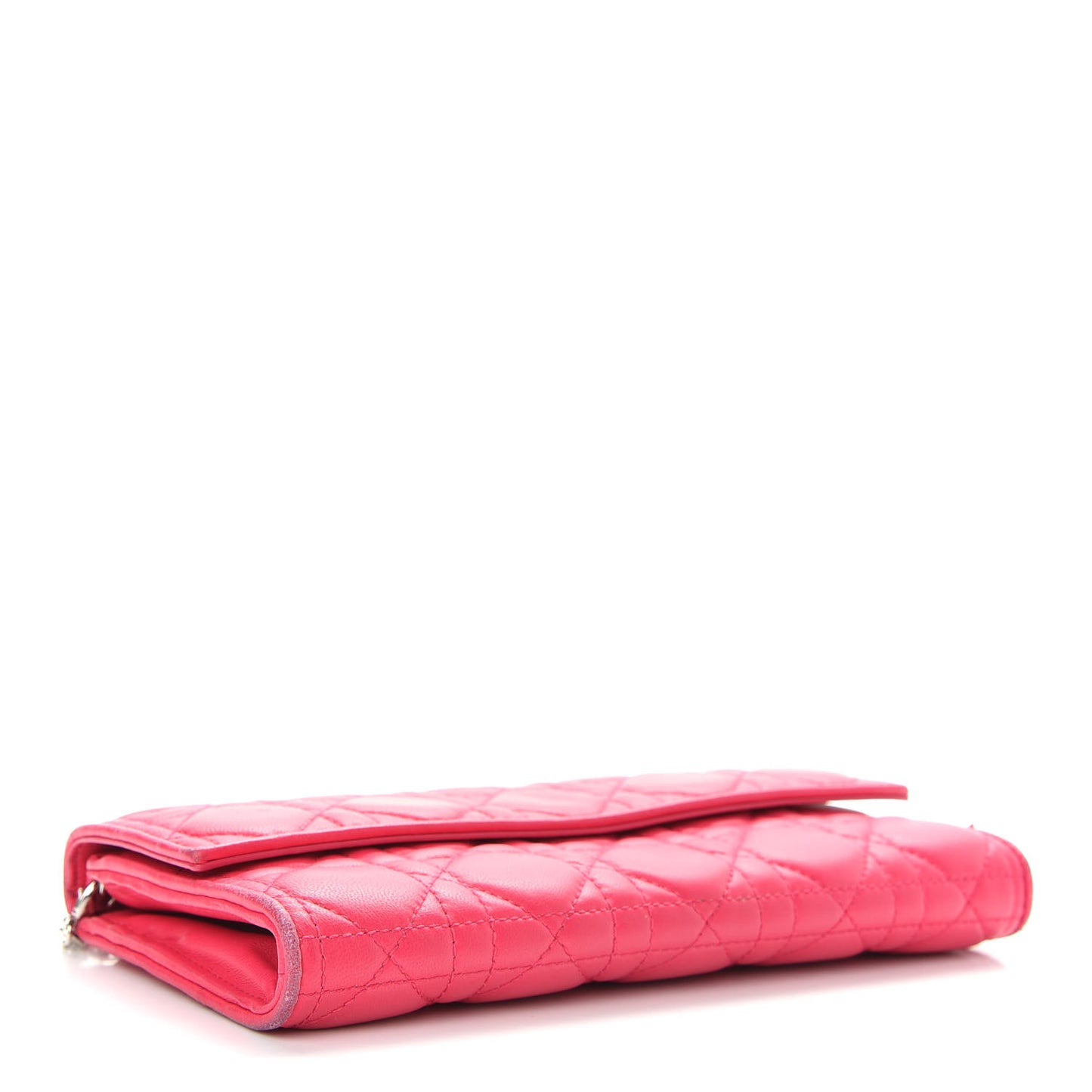 Lambskin Cannage Lady Dior Rendezvous Wallet On Chain Fuchsia