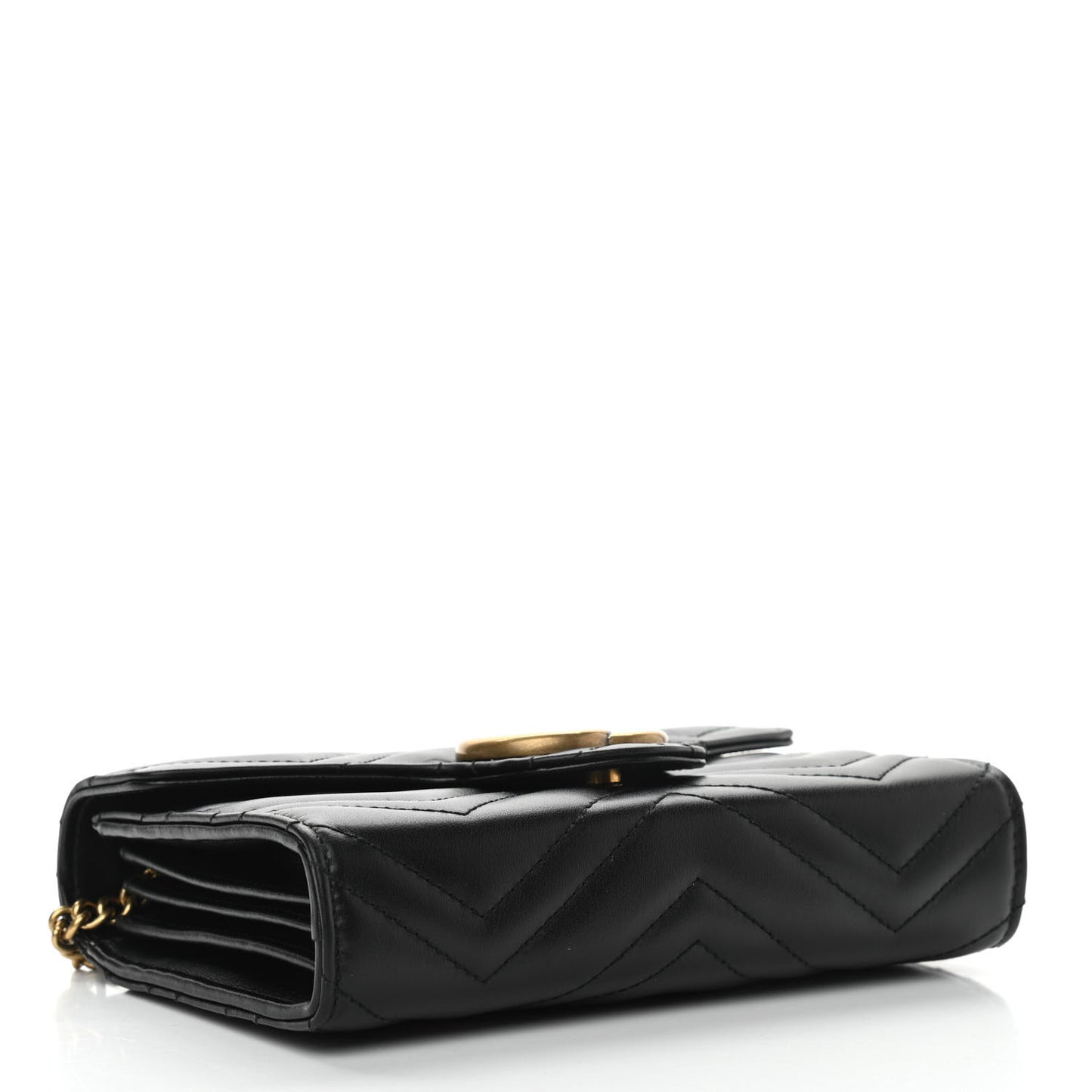 Calfskin Matelasse GG Marmont Chain Wallet Black