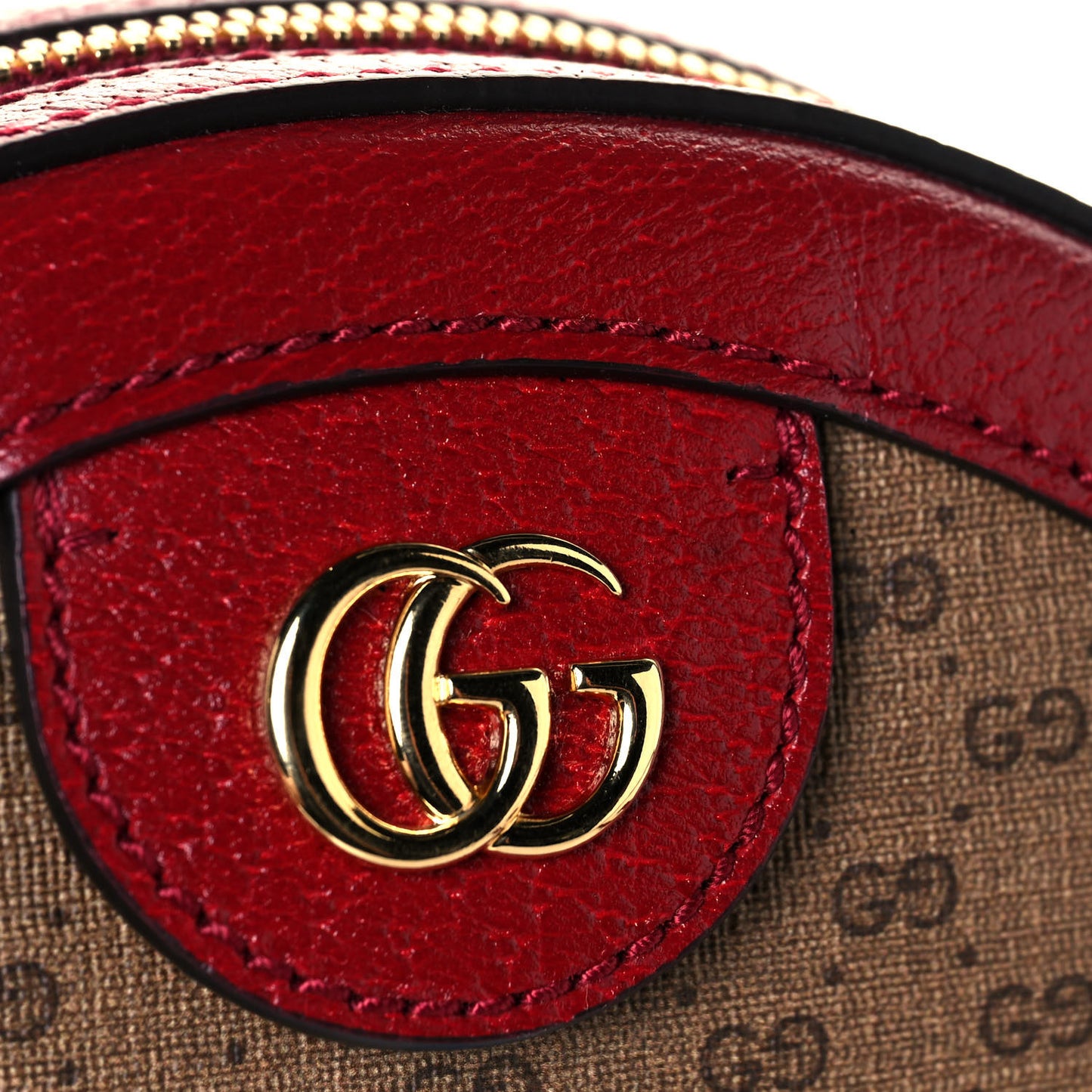 X DORAEMON Mini Vintage GG Supreme Monogram Mini Round Shoulder Bag Beige Cherry Red
