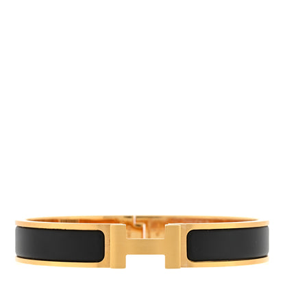 Hermes Enamel Narrow Clic Clac H Bracelet T6 Black 1 of 3