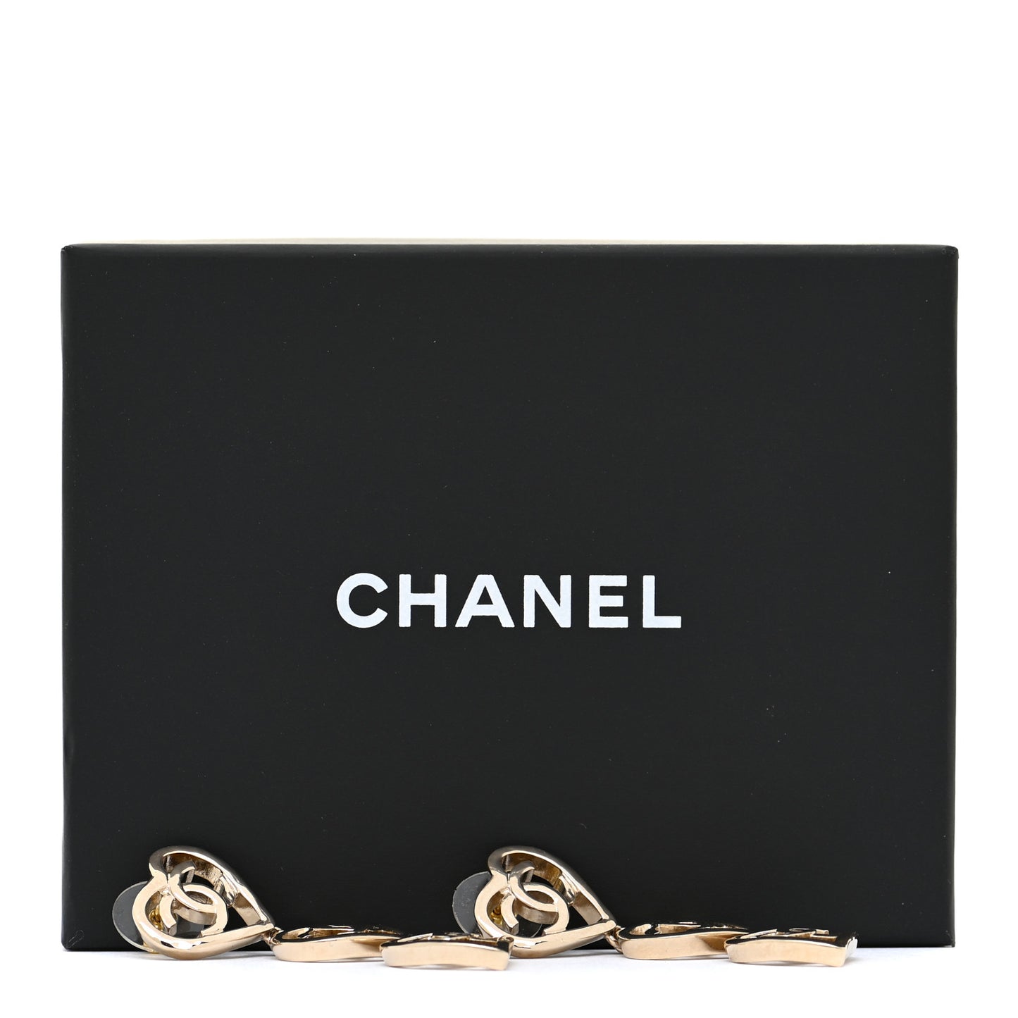Metal CC Triple Heart Coco In Love Drop Earrings Gold