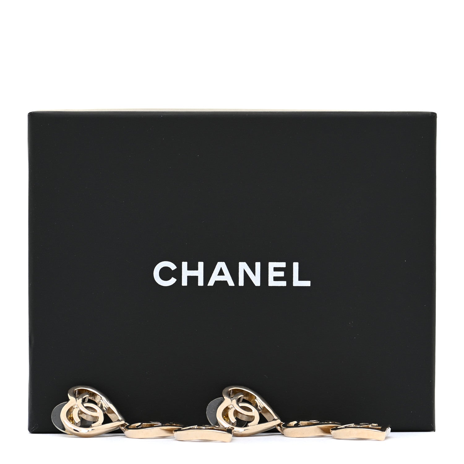 Chanel Metal CC Triple Heart Coco In Love Drop Earrings Gold 5 of 5