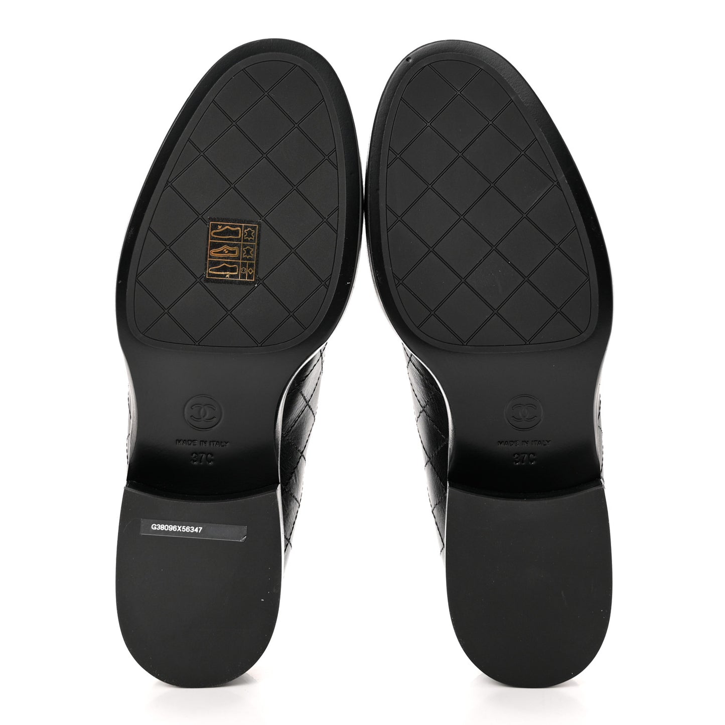 Calfskin Stitched CC Loafers 37 Black