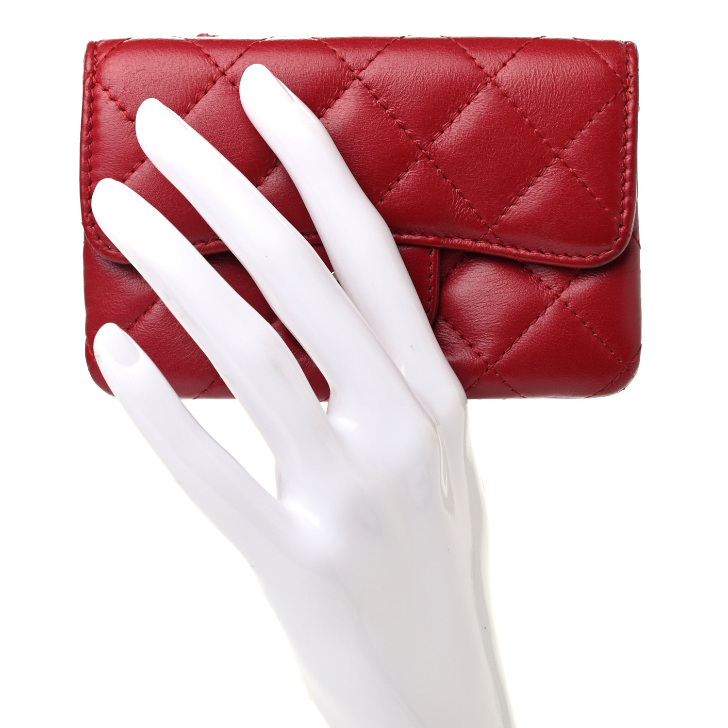 Chanel Lambskin Quilted Coin Purse Red 3 of 19