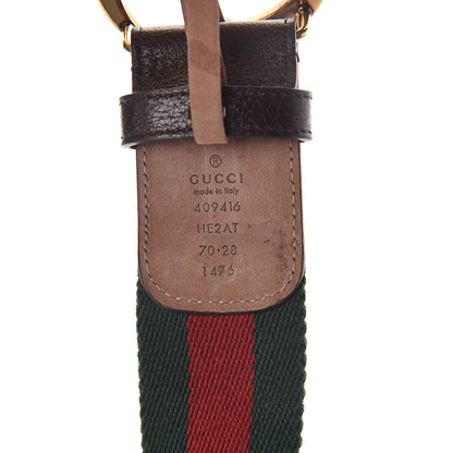 Gucci Nylon Textured Calfskin Double G Web 40mm Belt 70 28 Green Red Dark Cocoa 6 of 6