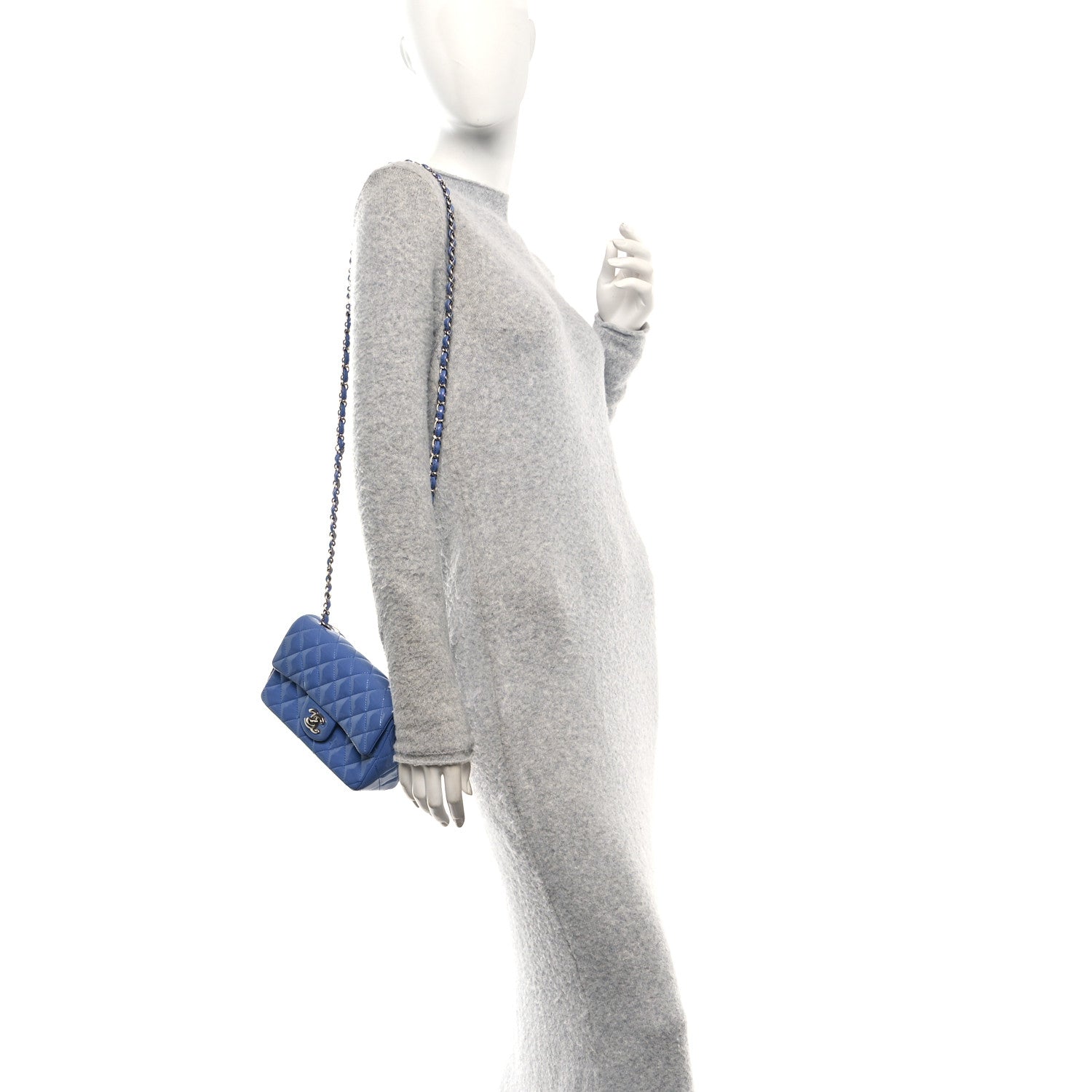 Chanel Patent Calfskin Quilted Mini Rectangular Flap Blue 2 of 13
