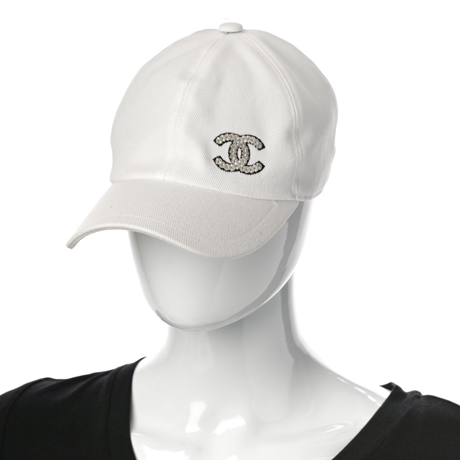 Chanel Cotton Sequin CC Cap Hat Ivory 2 of 6
