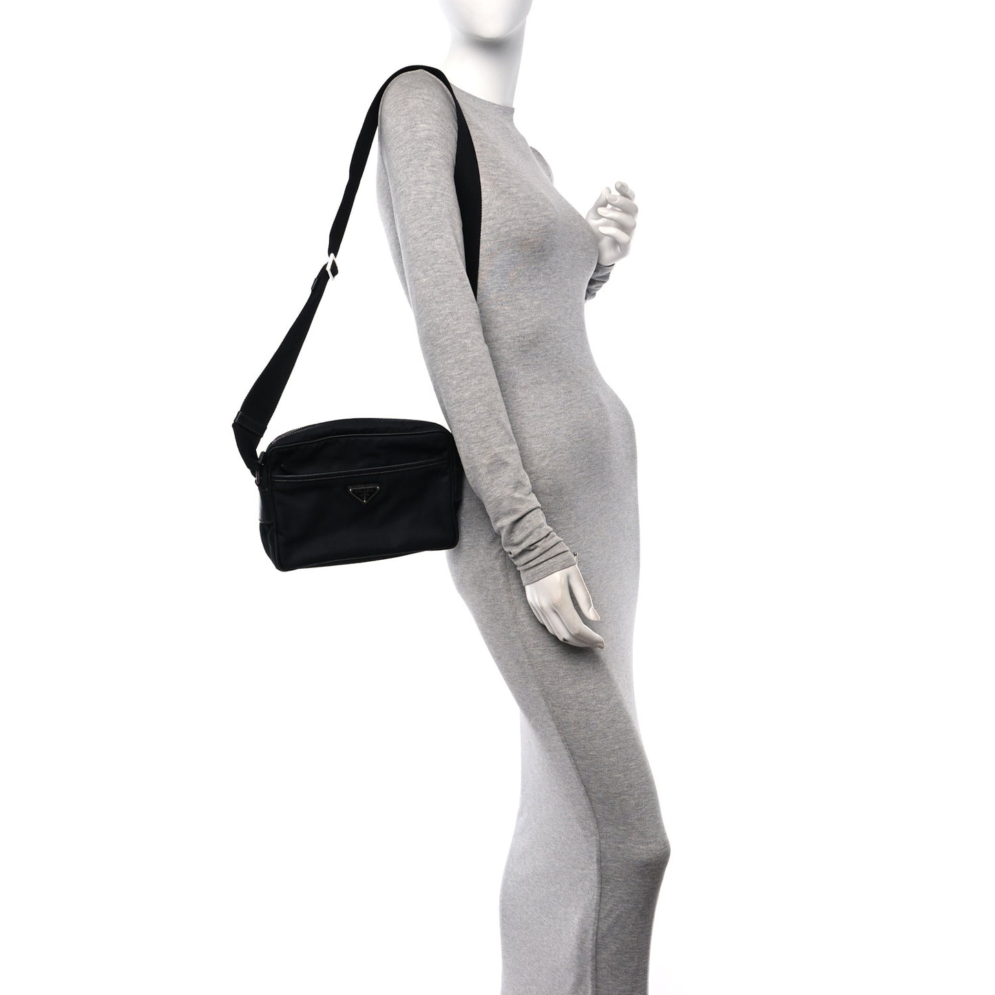 Tessuto Nylon Saffiano Shoulder Bag Black