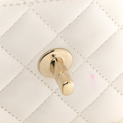 Chanel Lambskin Quilted Crystal Top Handle Rectangular Flap White 14 of 16