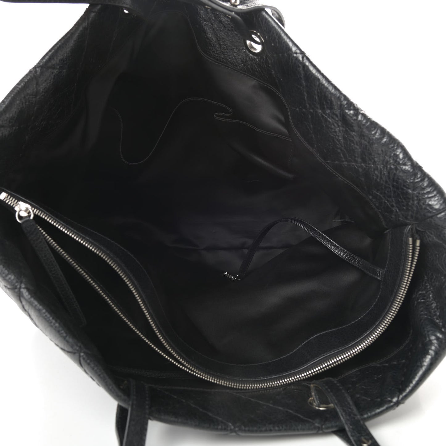 Glazed Calfskin Large On The Road Tote Black