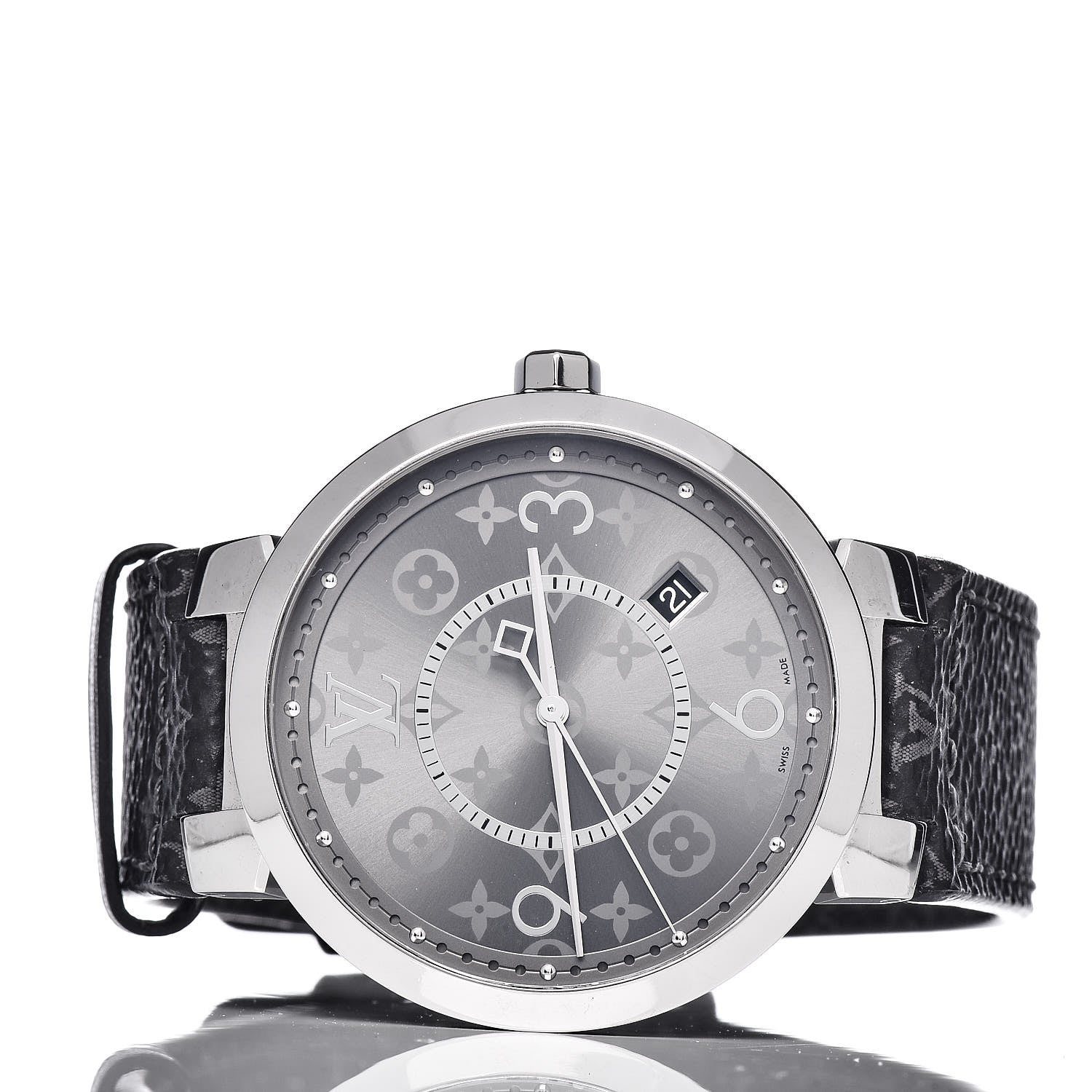 Louis Vuitton Stainless Steel Monogram Eclipse 39mm Tambour Quartz Watch 3 of 7