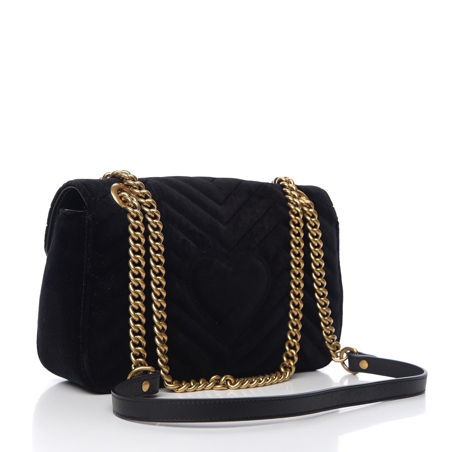 Gucci Velvet Matelasse Marquise Crystals Embroidered Small GG Marmont Shoulder Bag Black 2 of 9
