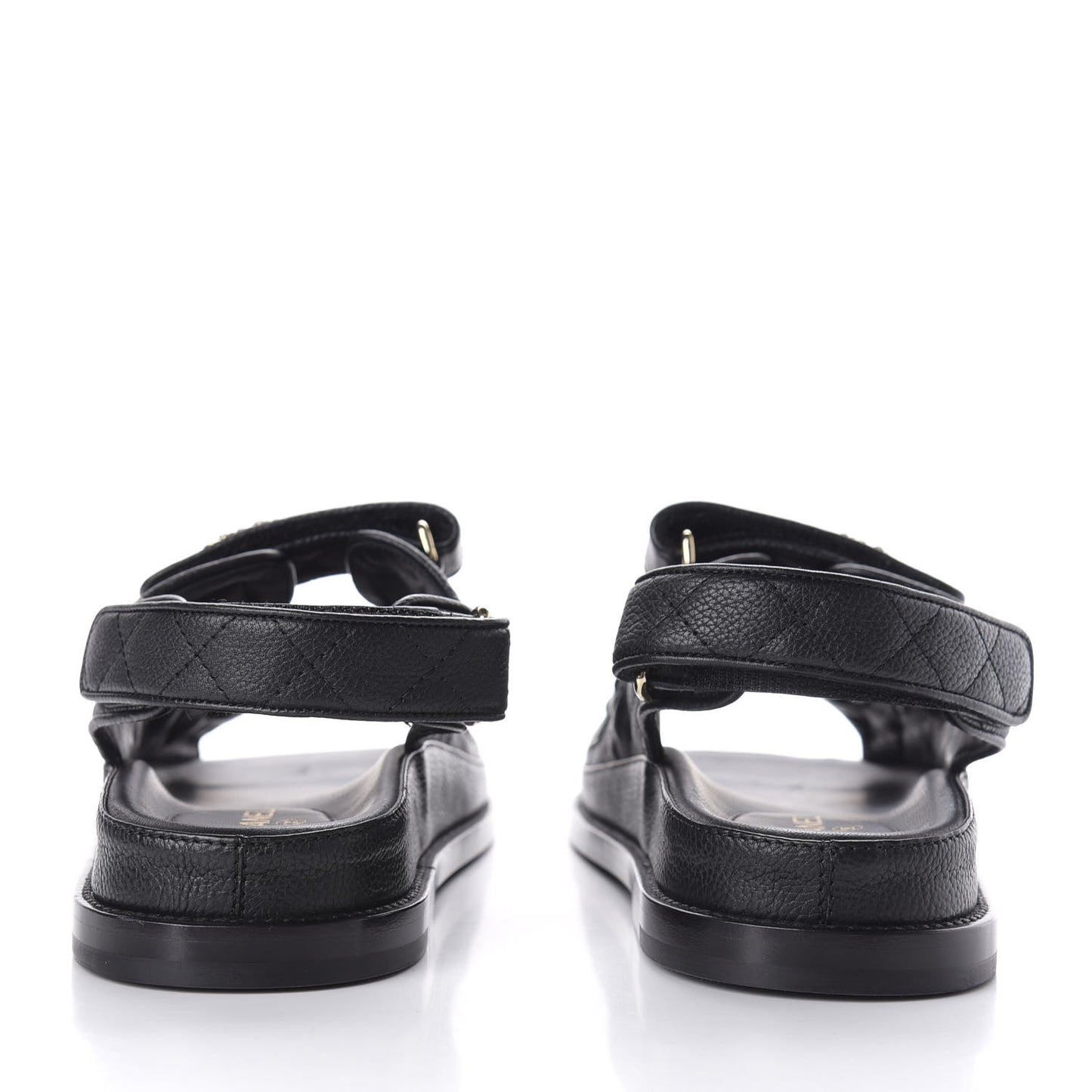 Grained Calfskin Velcro Dad Sandals 36.5 Black