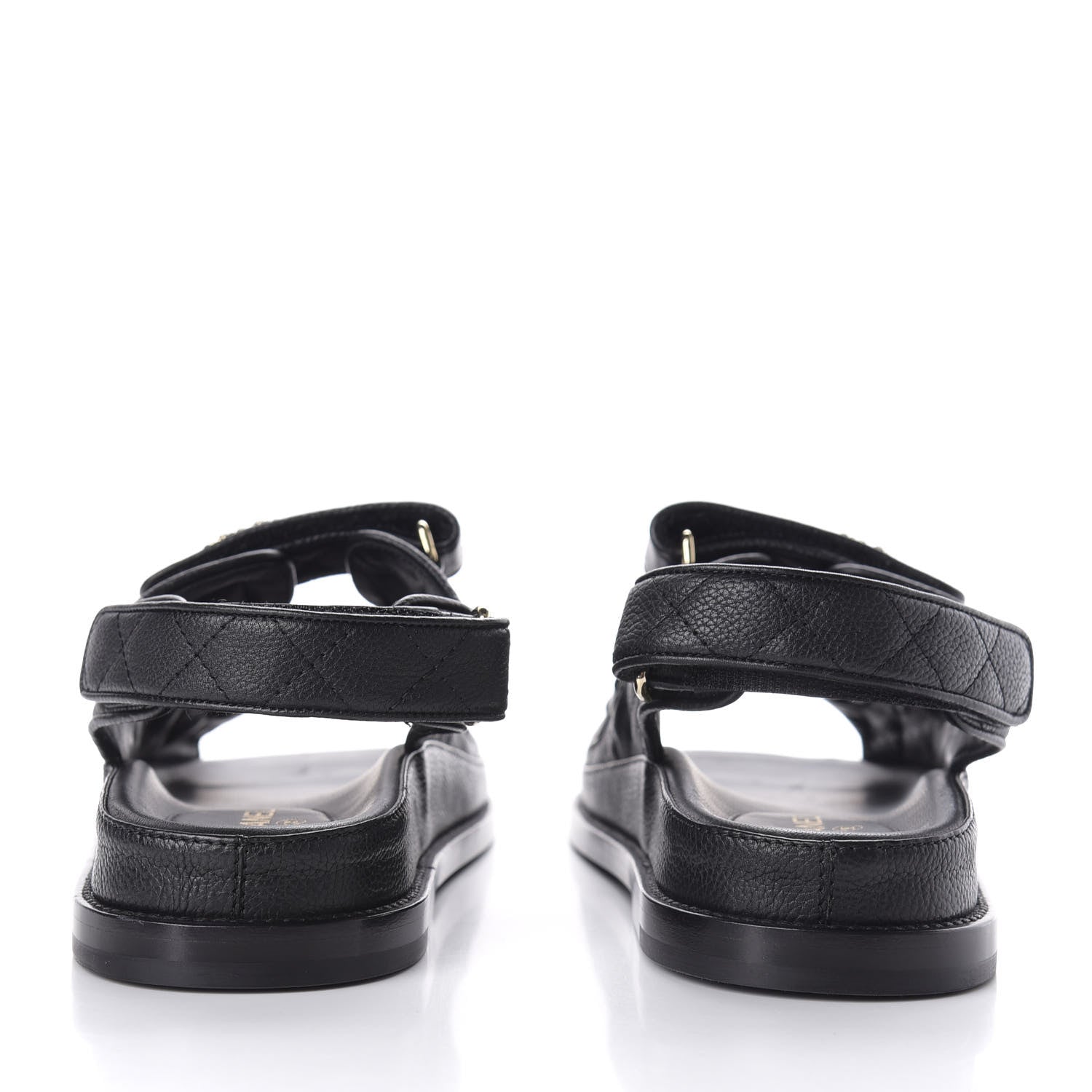Chanel Grained Calfskin Velcro Dad Sandals 36.5 Black 6 of 10