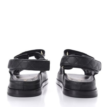 Chanel Grained Calfskin Velcro Dad Sandals 36.5 Black 6 of 10