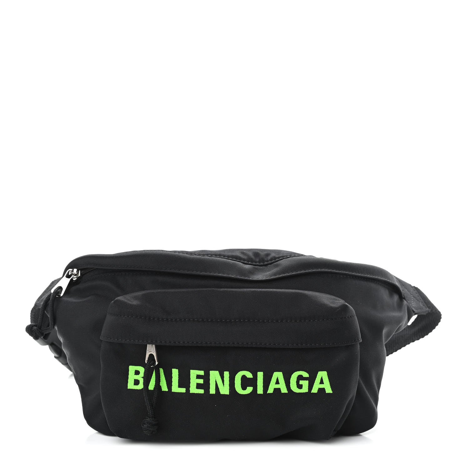 Balenciaga Recycled Sport Nylon Logo Embroidered Wheel Beltpack Black Green Fluo 1 of 10