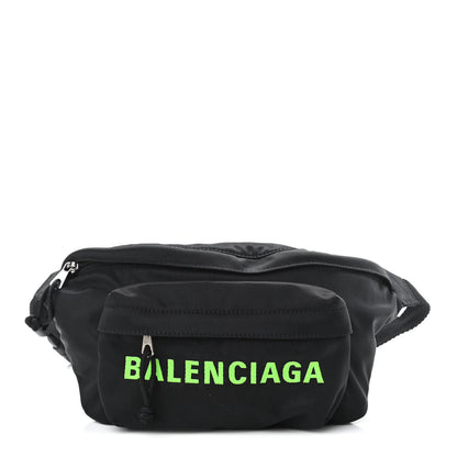 Balenciaga Recycled Sport Nylon Logo Embroidered Wheel Beltpack Black Green Fluo 1 of 10