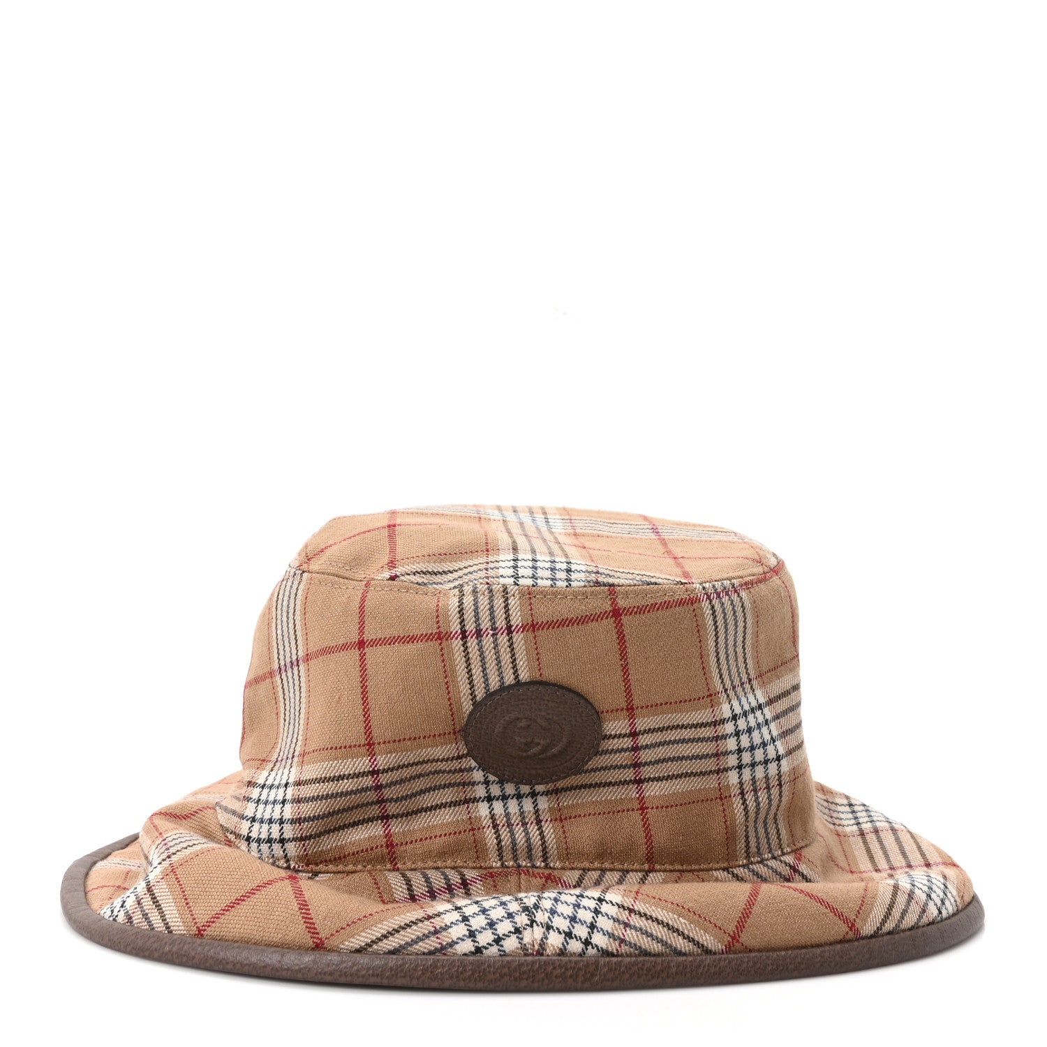 Gucci Monogram Plaid Bob Double Back Reversible Bucket Hat Beige 4 of 10