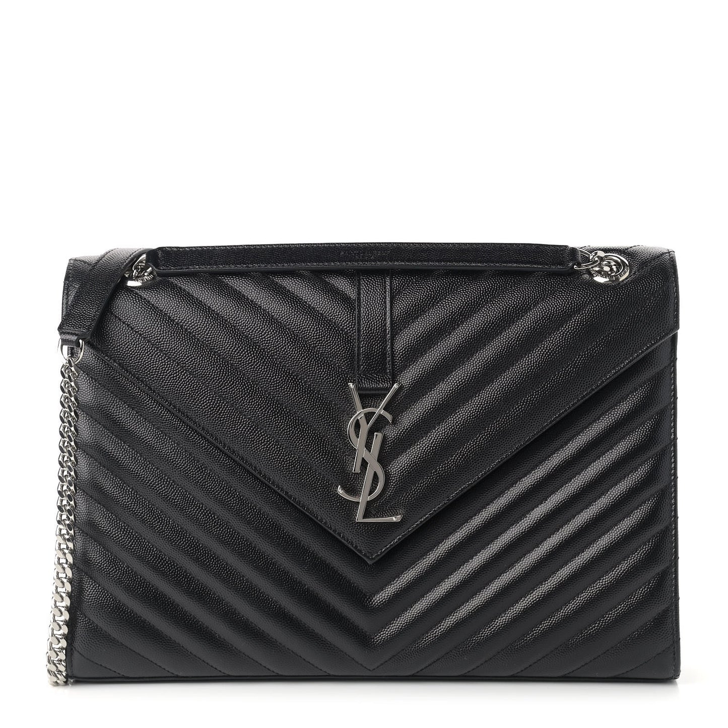 Grain De Poudre Matelasse Chevron Large Monogram Satchel Black