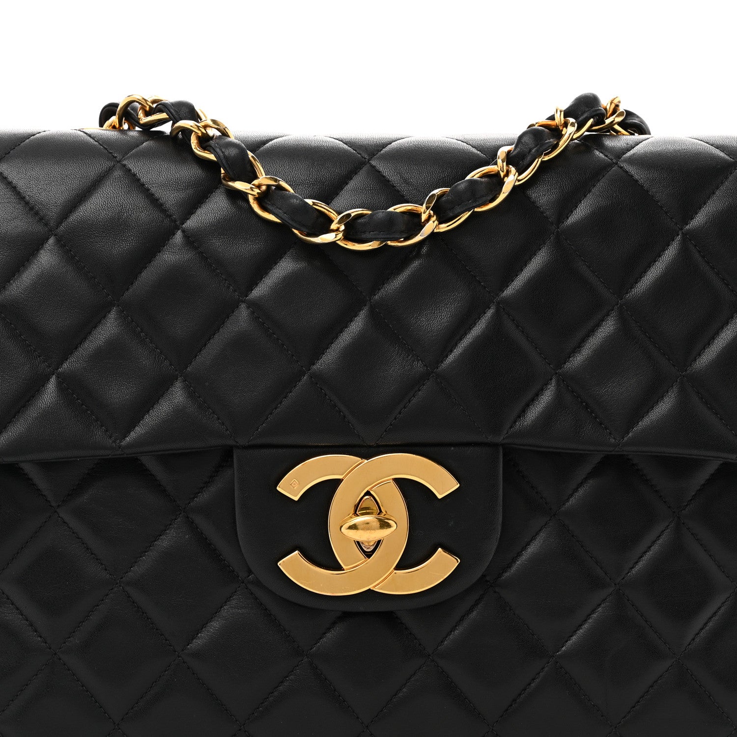 Chanel Lambskin Quilted XL Jumbo Single Flap Black 1682378