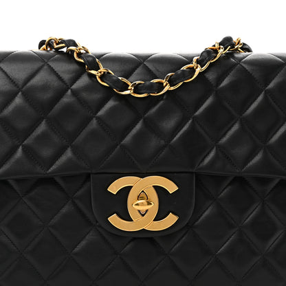 Chanel Lambskin Quilted XL Jumbo Single Flap Black 9 of 15
