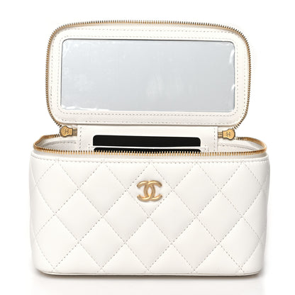 Chanel Lambskin Enamel Quilted Small Coco Hearts Vanity Case With Chain White 8 of 11