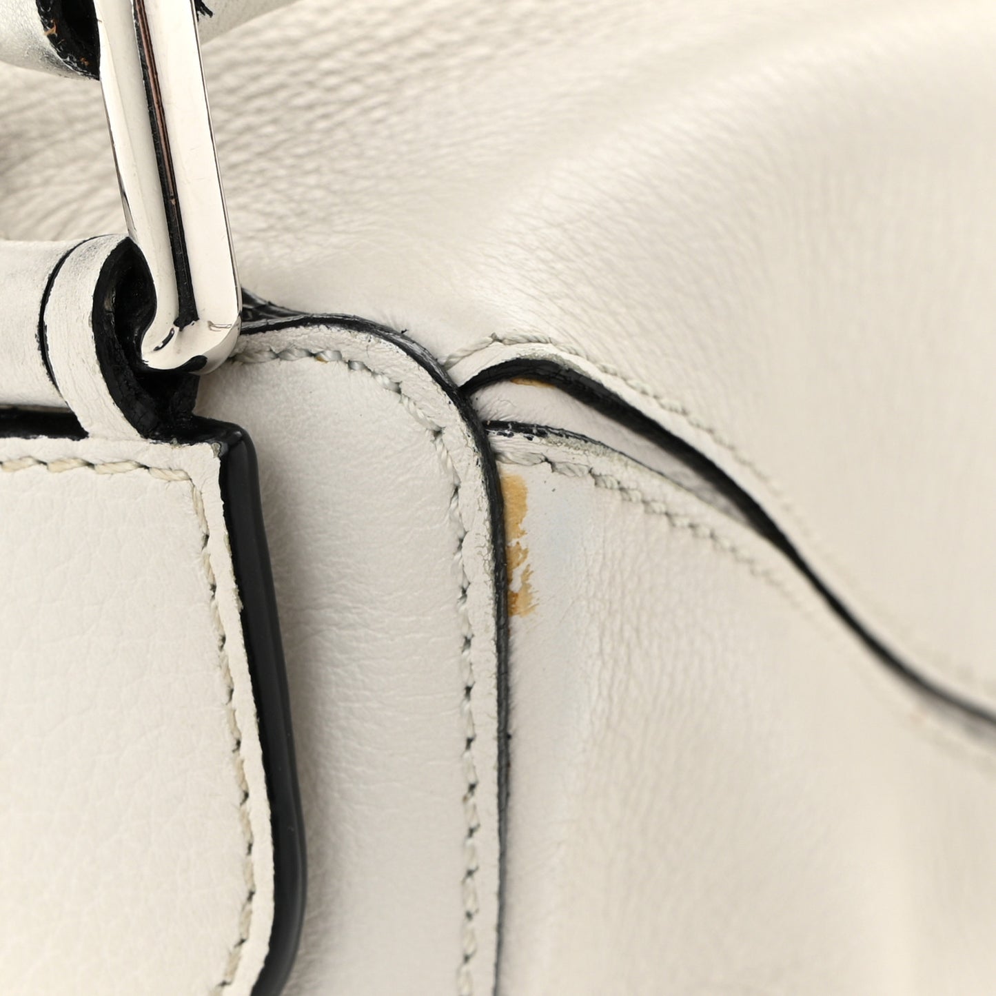 Grained Calfskin Small Puzzle Bag White