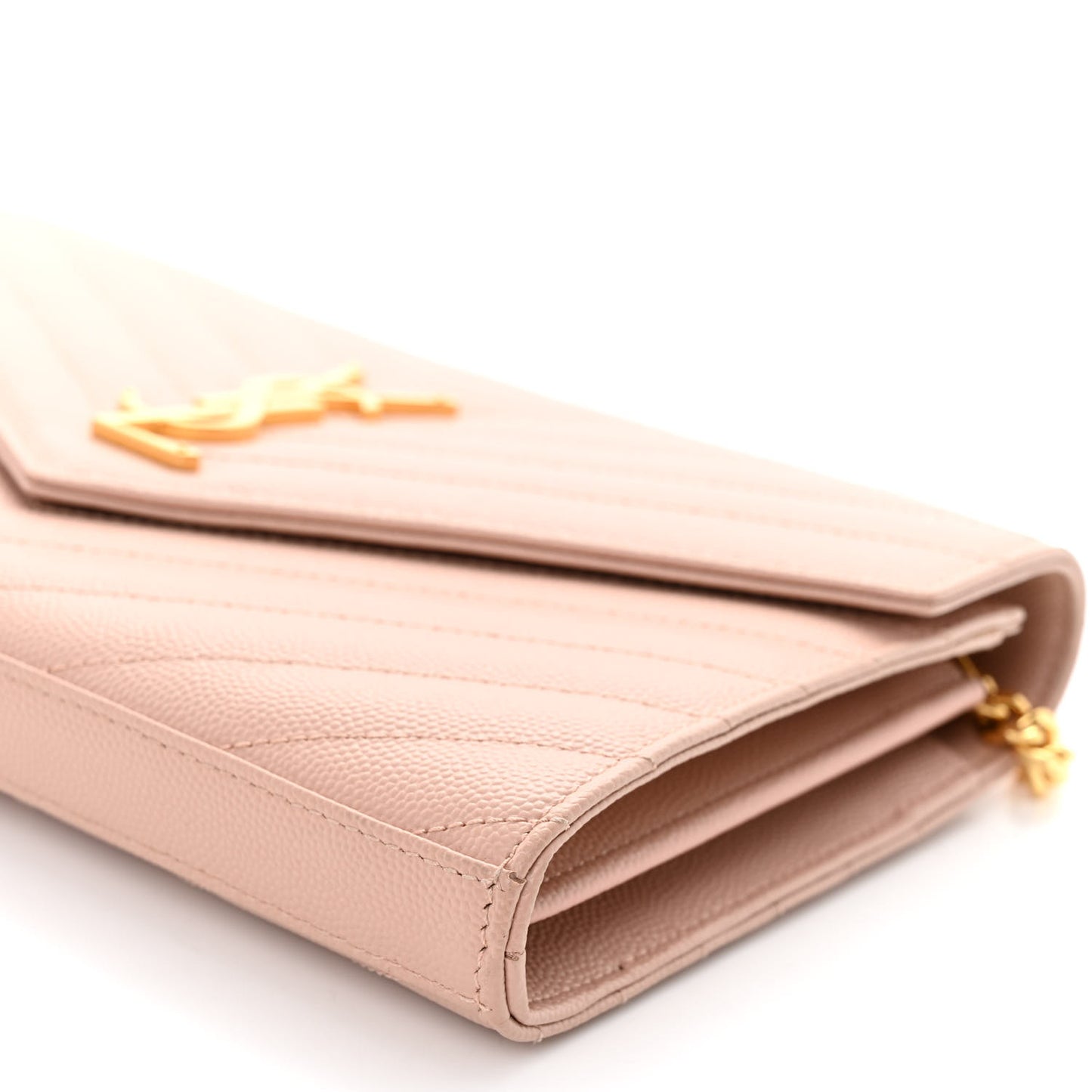 Grain De Poudre Matelasse Chevron Monogram Chain Wallet Pale Blush