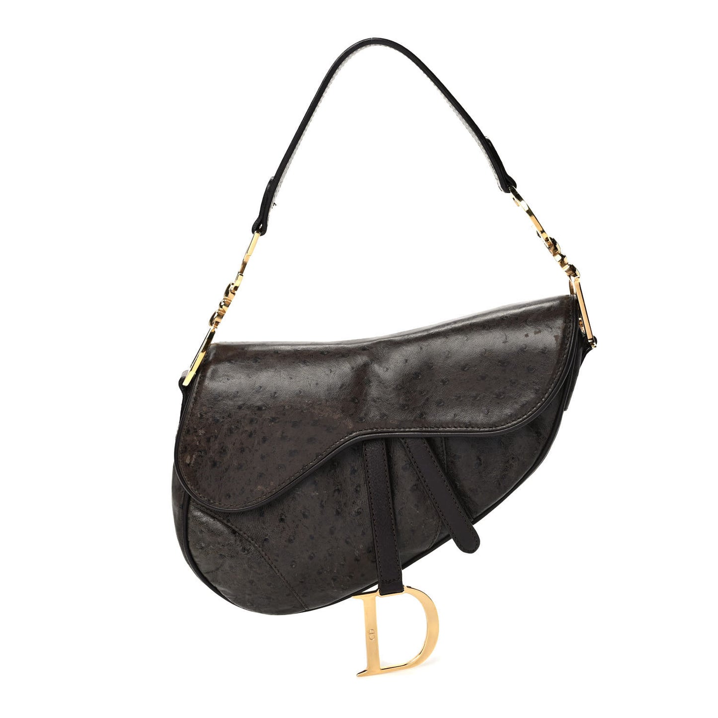 Ostrich Saddle Bag Brown