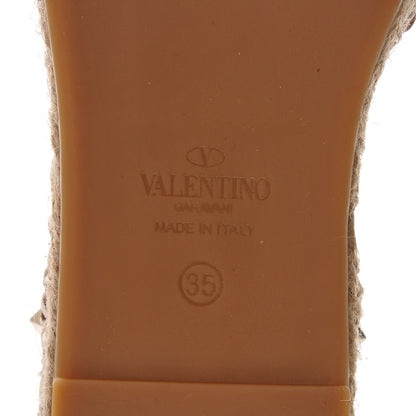 Valentino Garavani Grained Calfskin Rockstud Ankle Wrap Espadrille Flats 35 Cognac 6 of 8