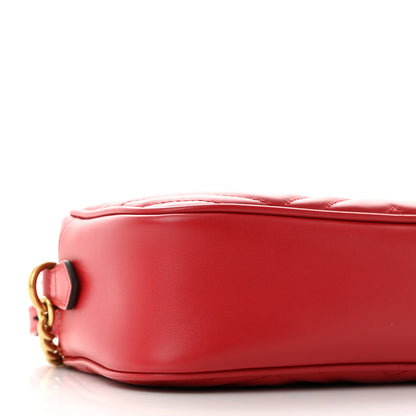 Gucci Calfskin Matelasse Small GG Marmont Chain Shoulder Bag Hibiscus Red 6 of 11
