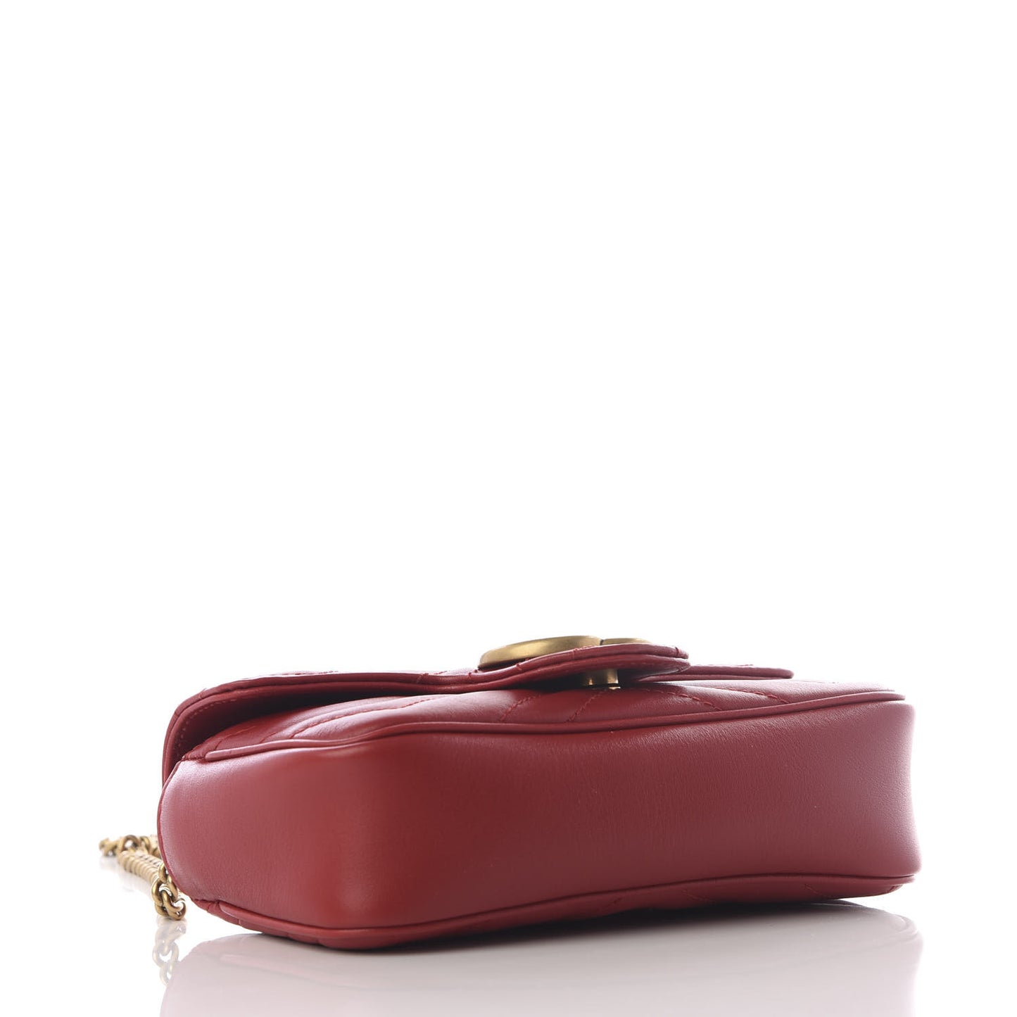 Calfskin Matelasse Super Mini GG Marmont Shoulder Bag Hibiscus Red