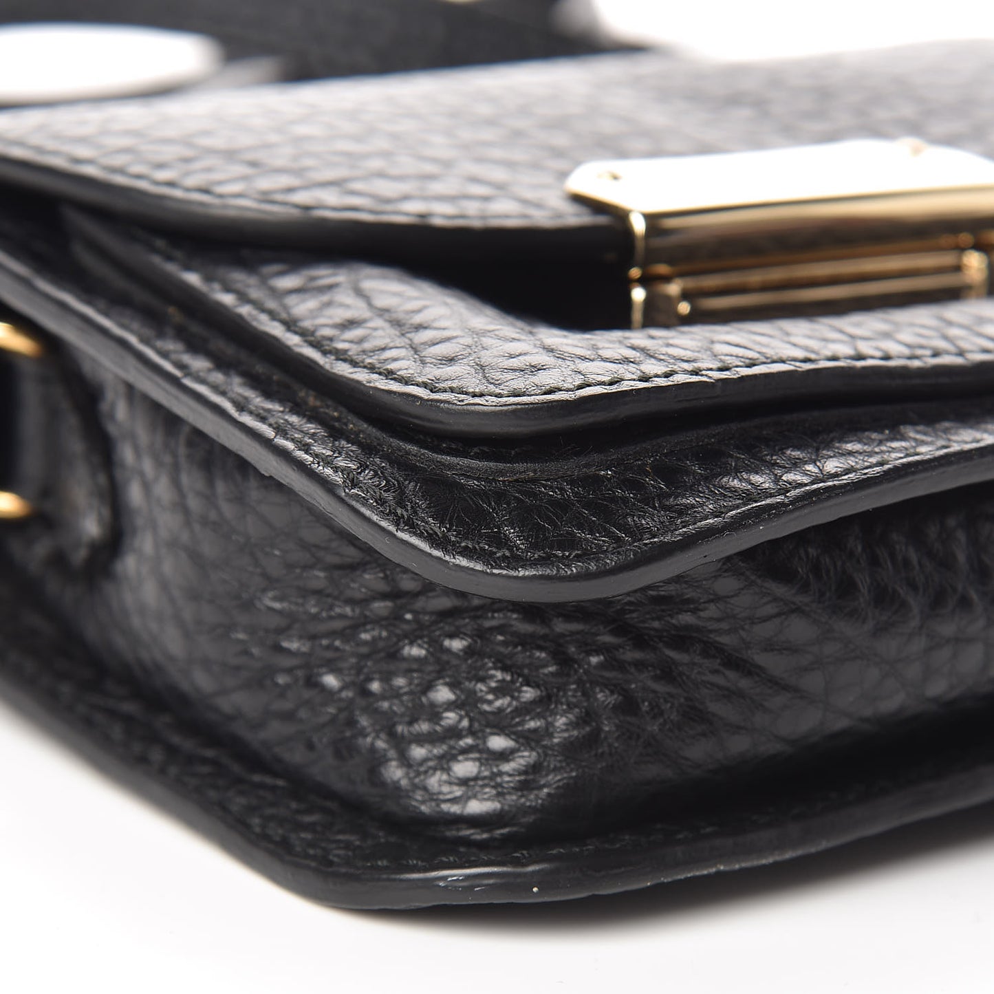 Grainy Calfskin Heritage Grain Mini Crossbody Bag Black