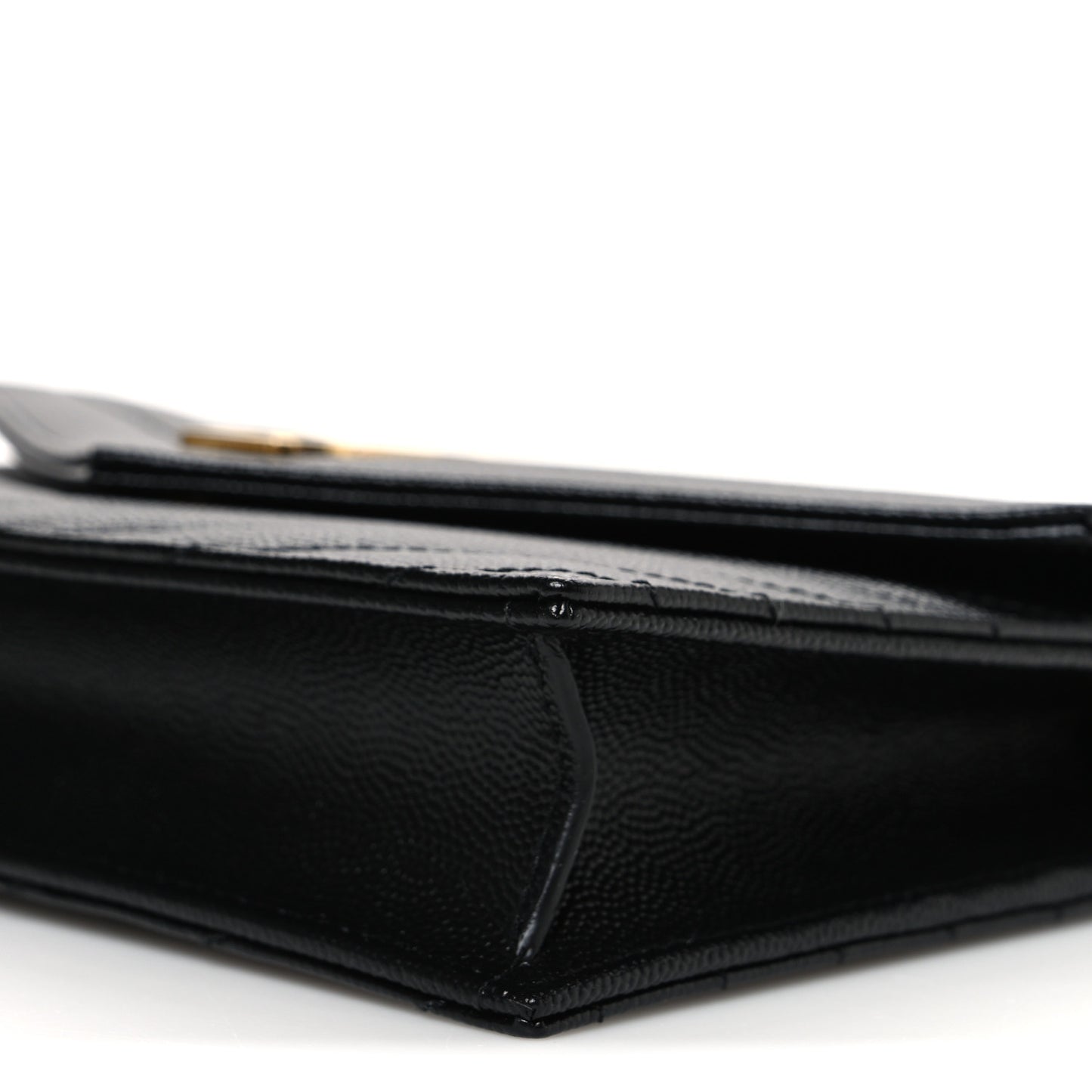 Grain De Poudre Matelasse Chevron Monogram Envelope Chain Wallet Black