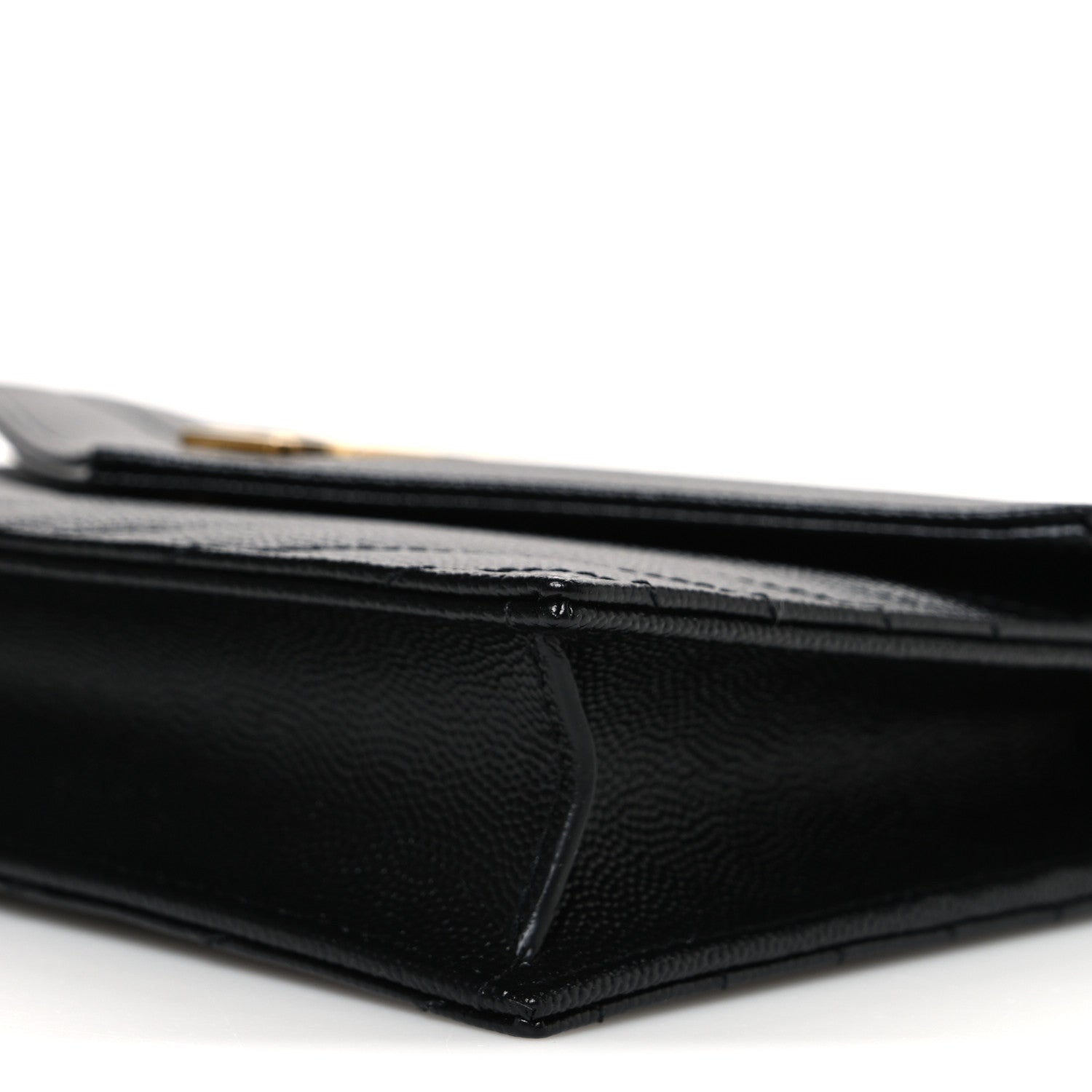 Saint Laurent Grain De Poudre Matelasse Chevron Monogram Envelope Chain Wallet Black 10 of 10