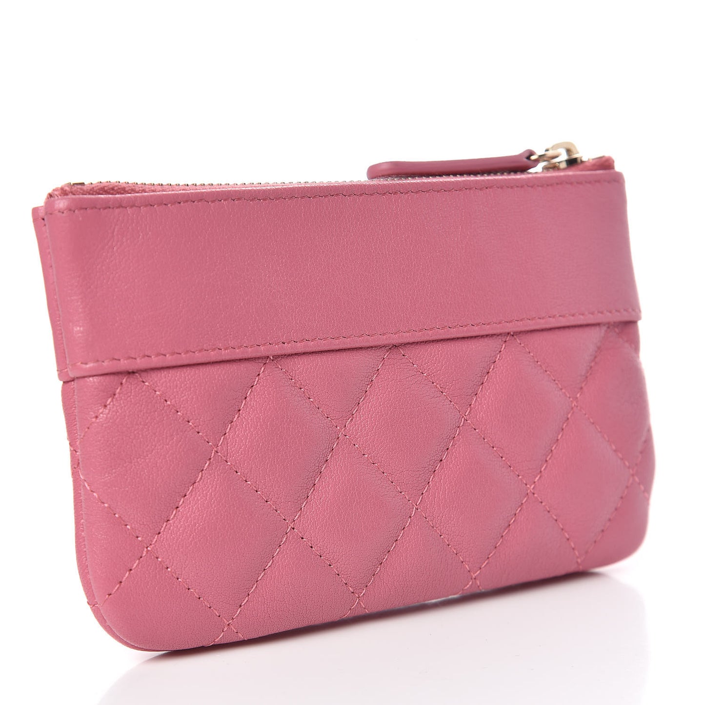 Sheepskin Quilted Small Vintage Mademoiselle Cosmetic Case Dark Pink