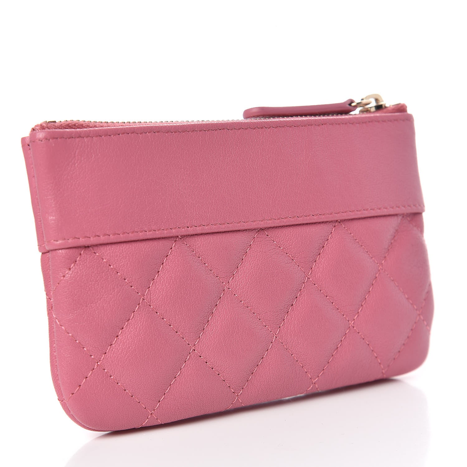 Chanel Sheepskin Quilted Small Vintage Mademoiselle Cosmetic Case Dark Pink 3 of 8