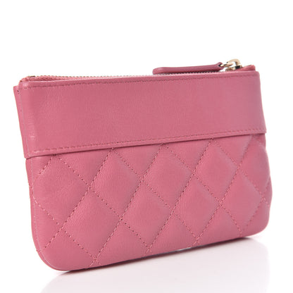 Chanel Sheepskin Quilted Small Vintage Mademoiselle Cosmetic Case Dark Pink 3 of 8