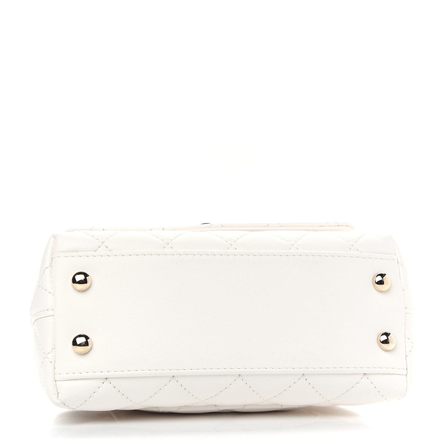 Goatskin Quilted Extra Mini Rainbow Coco Handle Flap White