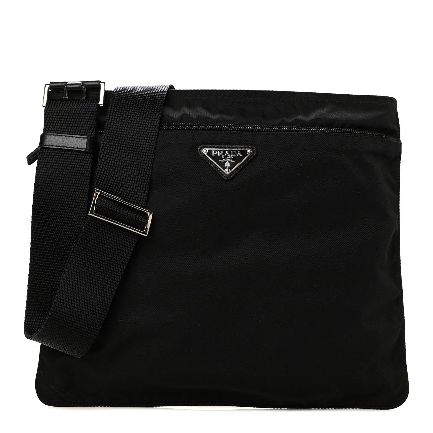 Prada Nylon Vela Flat Messenger Bag Black 1 of 10