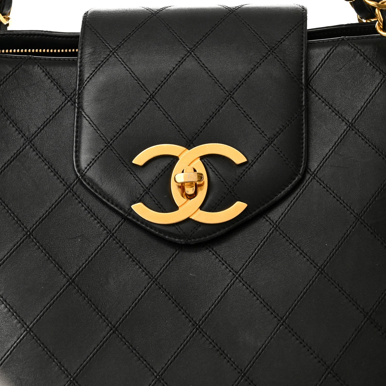 Chanel Calfskin Stitched XL Weekender Black 10 of 13