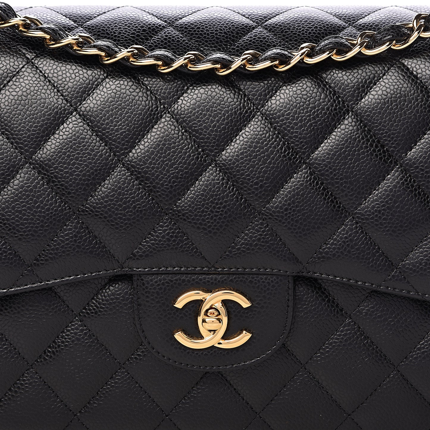 Caviar Quilted Jumbo Double Flap Black