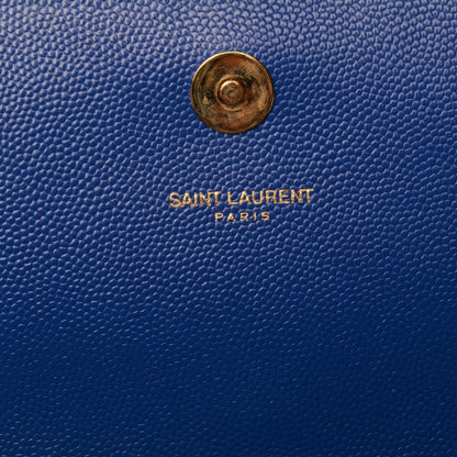 Saint Laurent Grain De Poudre Classic Monogram Clutch Royal Blue 6 of 14