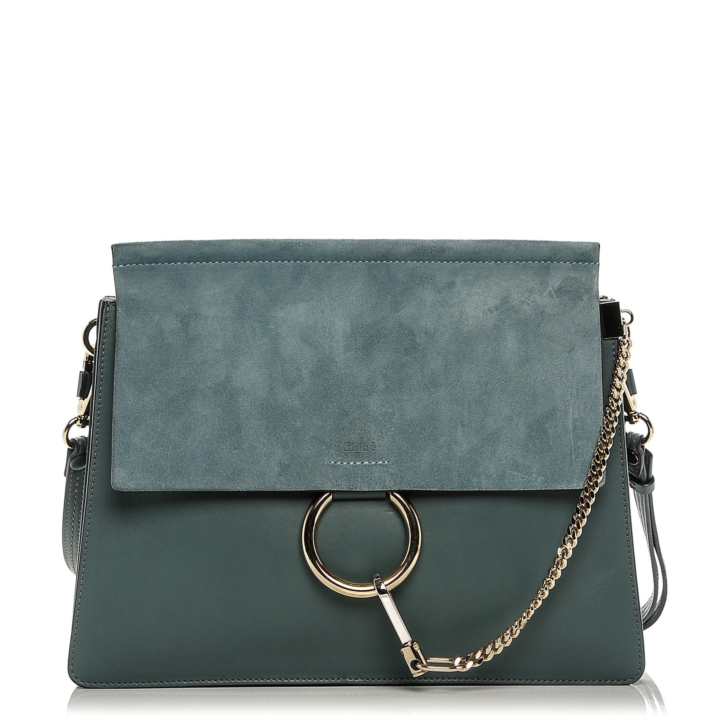 Suede Calfskin Medium Faye Shoulder Bag Cloudy Blue