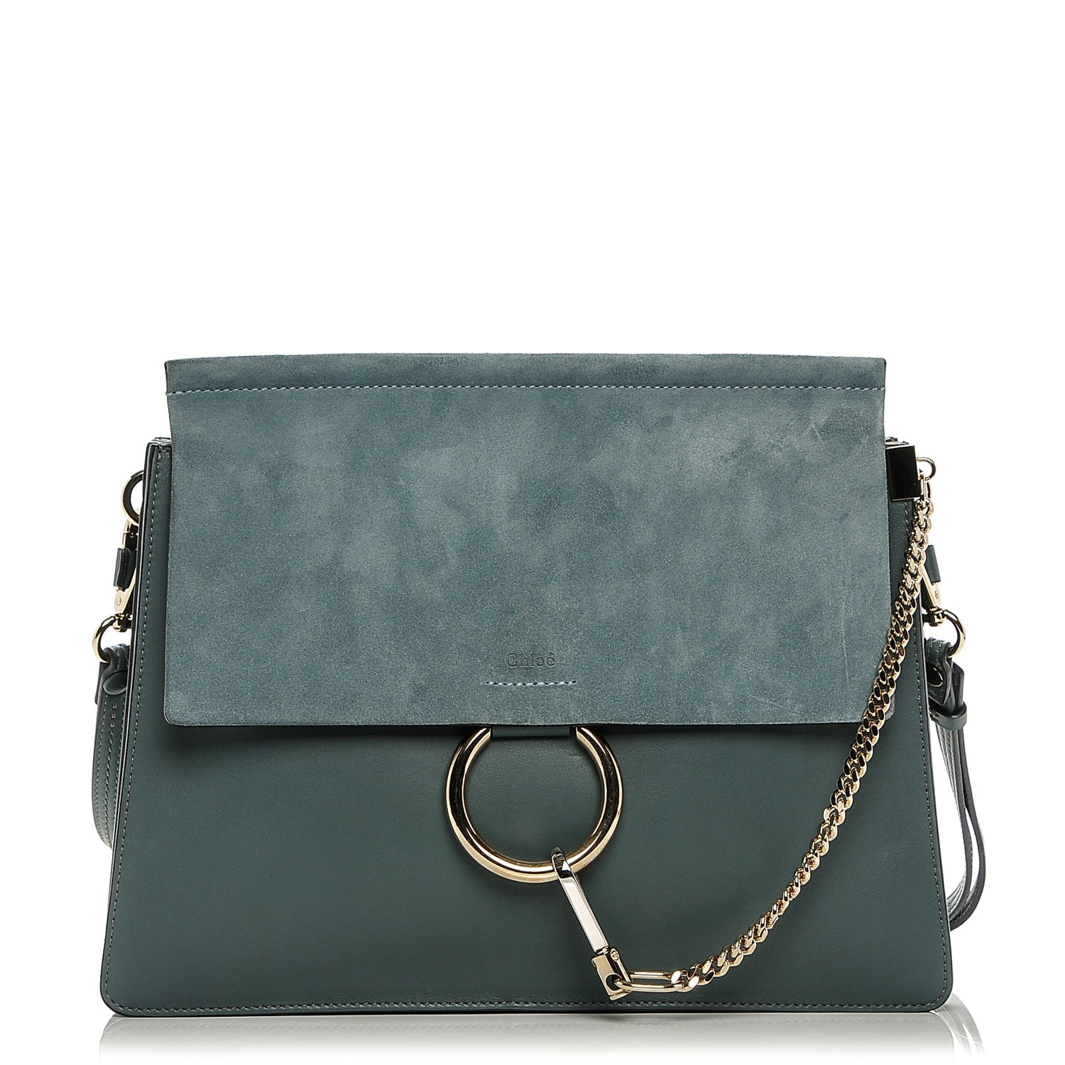 Chloe Suede Calfskin Medium Faye Shoulder Bag Cloudy Blue 1 of 6
