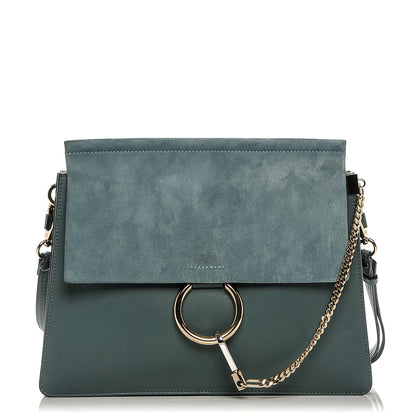 Chloe Suede Calfskin Medium Faye Shoulder Bag Cloudy Blue 1 of 6